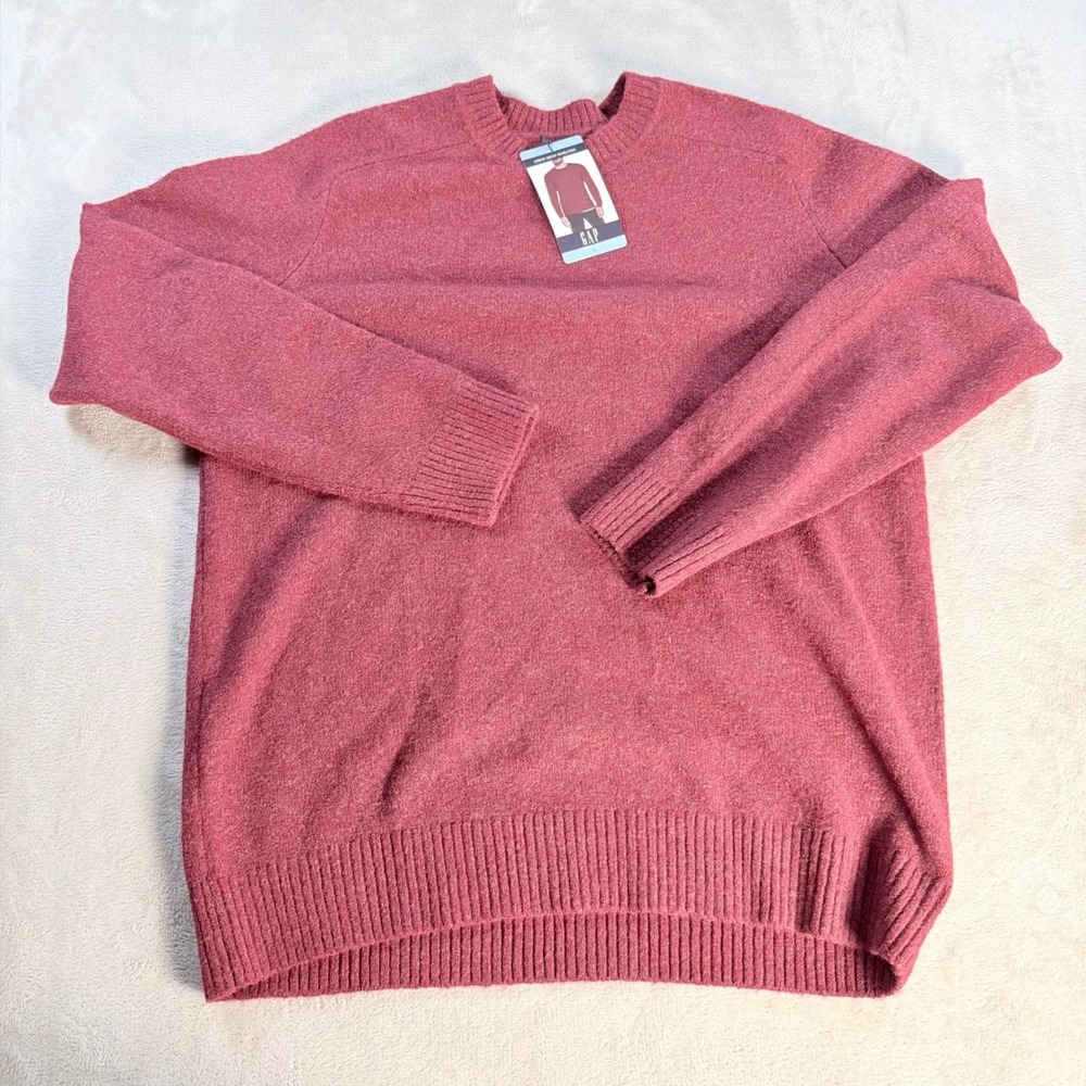 Gap Crew Neck Sweater Mens L Red Wool Blend Raglan Knit Pullover GP010635 NEW